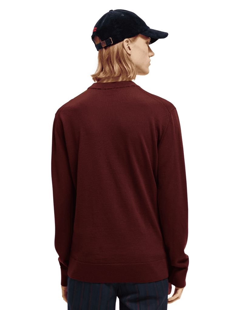 Scotch & Soda 169251 : Merino wool crewneck sweater Bordeaux Melange - Image 3
