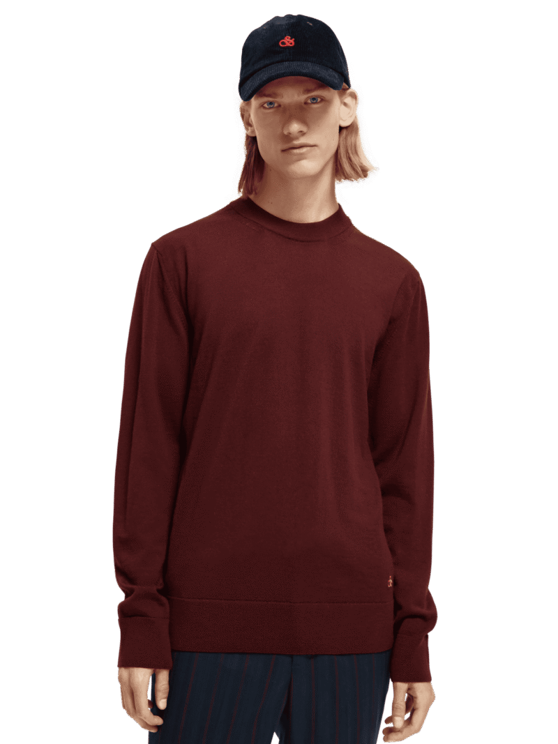 Scotch & Soda 169251 : Merino wool crewneck sweater Bordeaux Melange