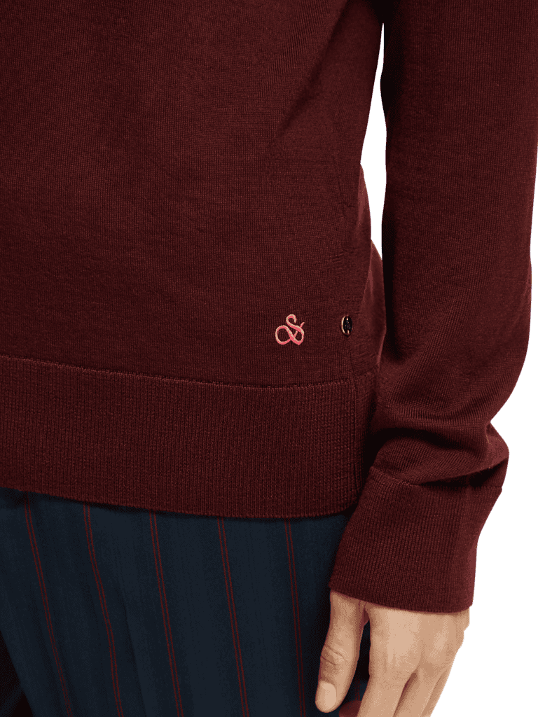 Scotch & Soda 169251 : Merino wool crewneck sweater Bordeaux Melange - Image 7