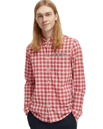 Scotch & Soda 172942: Regular fit checked shirt, Red check