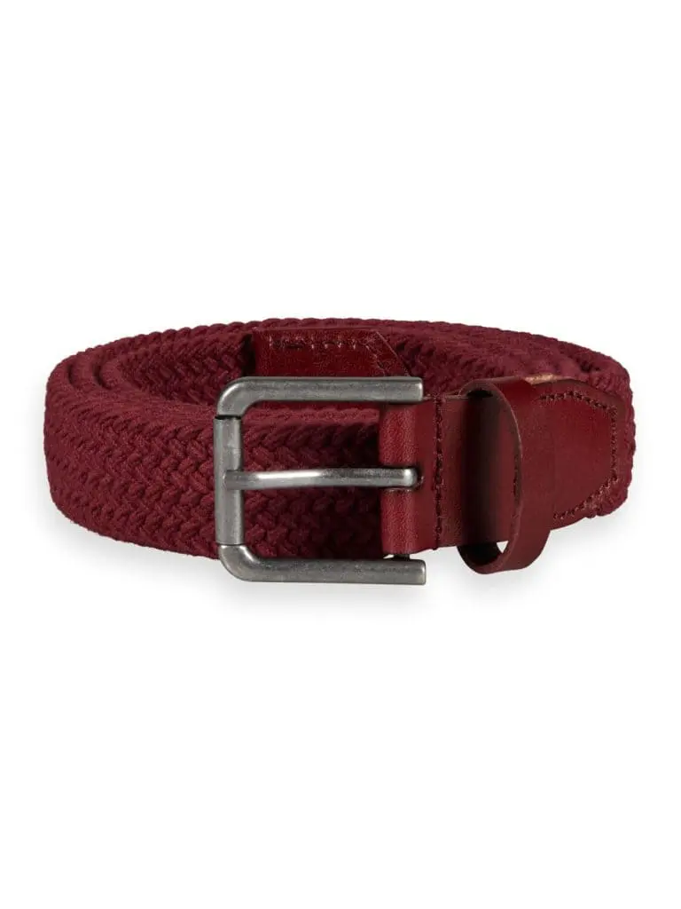 Scotch & Soda 177085 : Leathered trimmed canvas cord belt, Red urchin