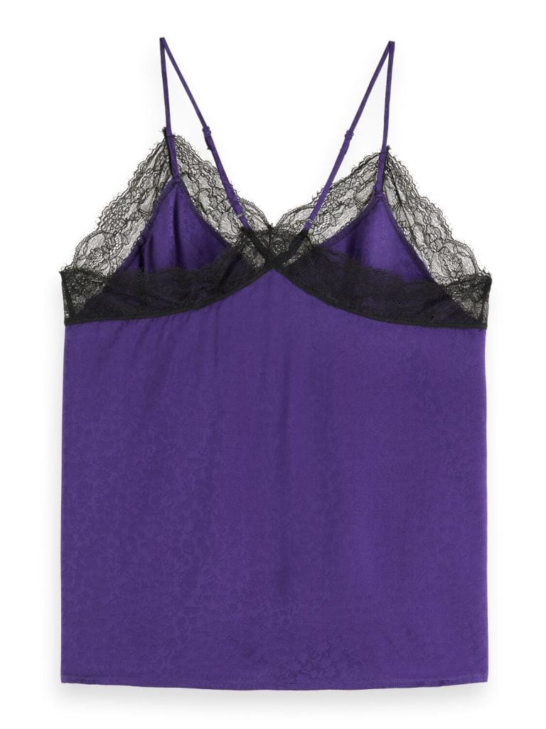 Scotch & Soda 176270: Camisole with black lace detail Aubergine - Image 3
