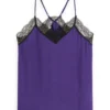 Scotch & Soda 176270: Camisole with black lace detail Aubergine