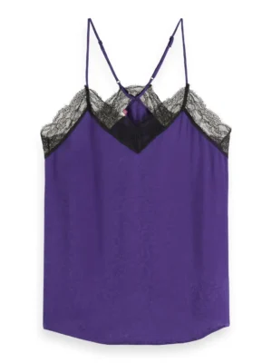 Scotch & Soda 176270: Camisole with black lace detail Aubergine