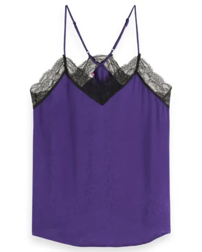 Scotch & Soda 176270: Camisole with black lace detail Aubergine