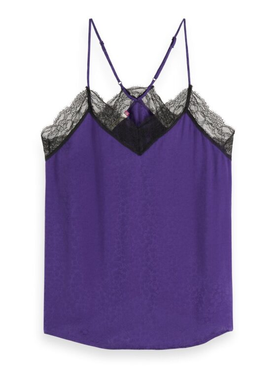 Scotch & Soda 176270: Camisole with black lace detail Aubergine