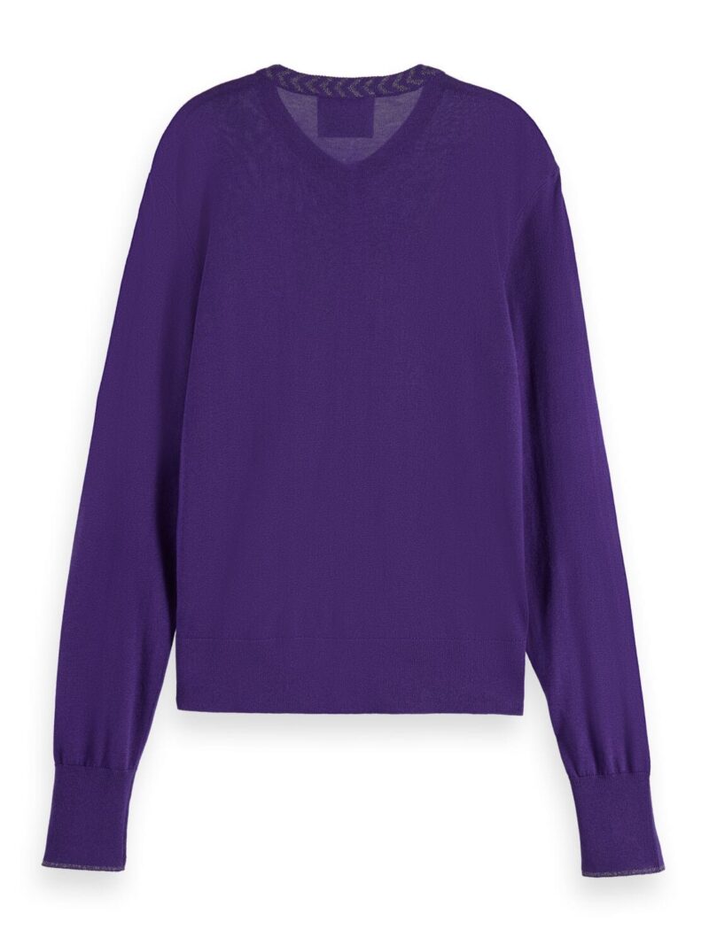 Scotch & Soda 176340 : Jacquard trim crewneck cardigan , Aubergine - Image 5