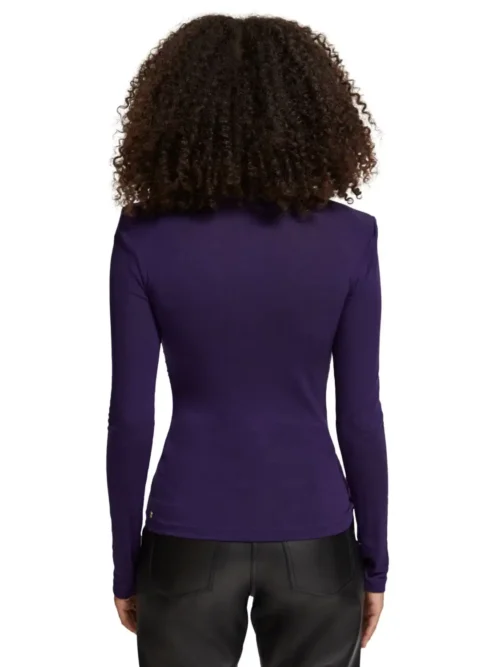 Scotch & Soda 177426 : Shoulder padded long sleeve top, Aubergine - Image 3
