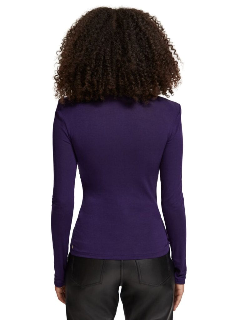 Scotch & Soda 177426 : Shoulder padded long sleeve top, Aubergine - Image 3