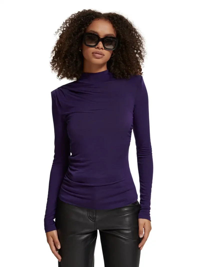Scotch & Soda 177426 : Shoulder padded long sleeve top, Aubergine - Image 5