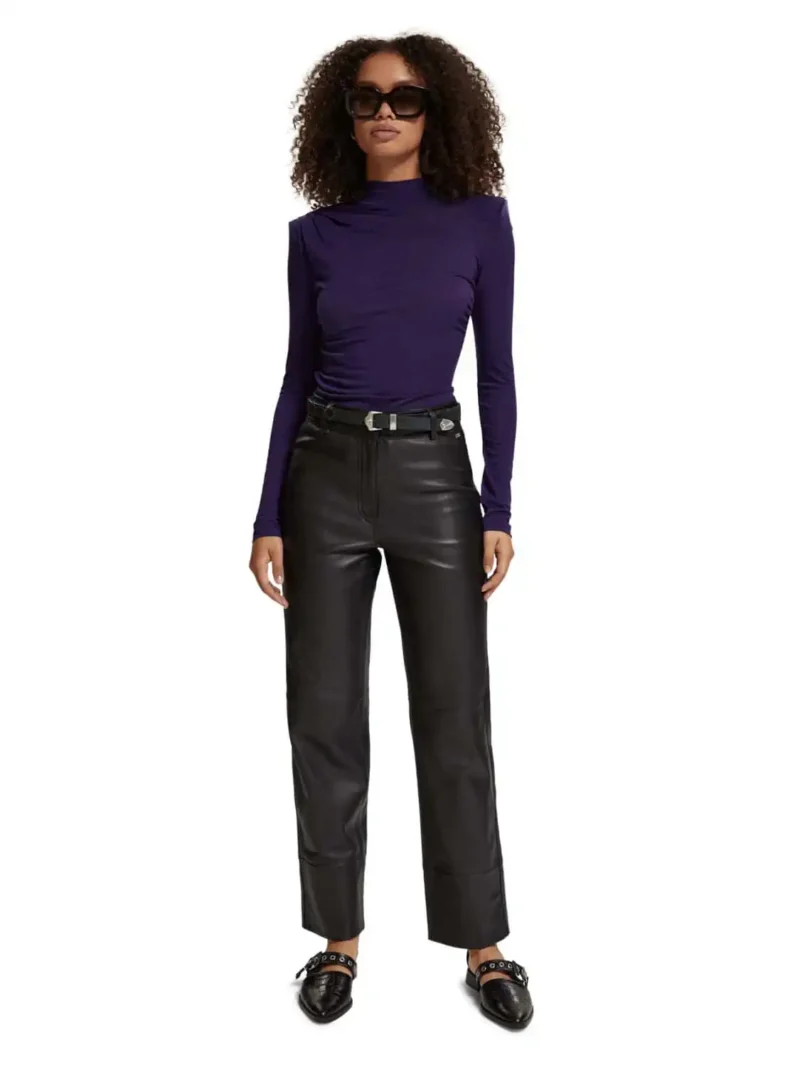 Scotch & Soda 177426 : Shoulder padded long sleeve top, Aubergine - Image 4