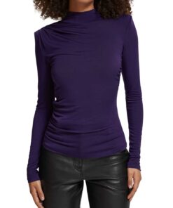 Scotch & Soda 177426 : Shoulder padded long sleeve top, Aubergine