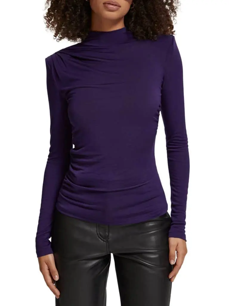 Scotch & Soda 177426 : Shoulder padded long sleeve top, Aubergine