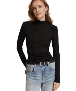 Scotch & Soda 177426 : Shoulder padded long sleeve top, Evening black