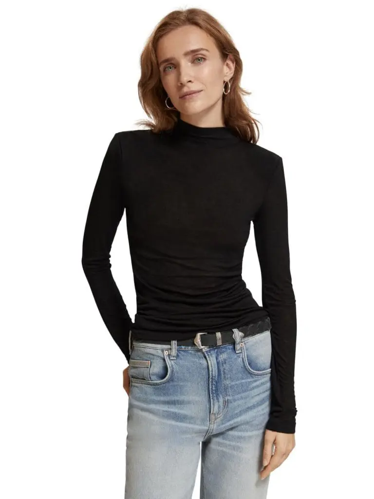 Scotch & Soda 177426 : Shoulder padded long sleeve top, Evening black