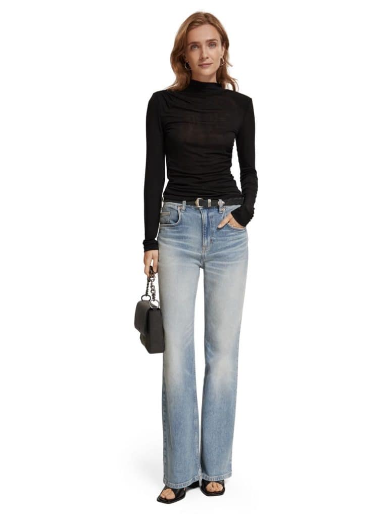 Scotch & Soda 177426 : Shoulder padded long sleeve top, Evening black - Image 3