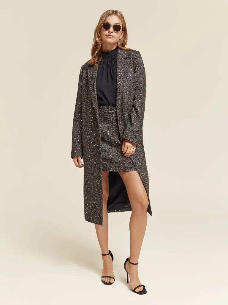 Scotch & Soda 176243  Single breasted herringbone sequin coat