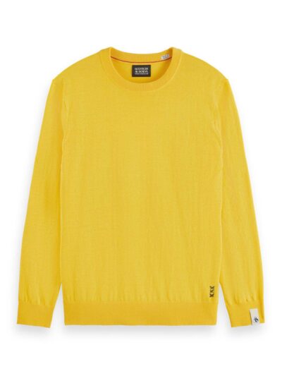 Scotch & Soda 176979 : Linen blend crewneck pullover, Nautical yellow