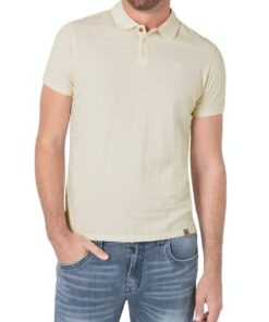 Timezone - Tonal striped polo shirt, ecru