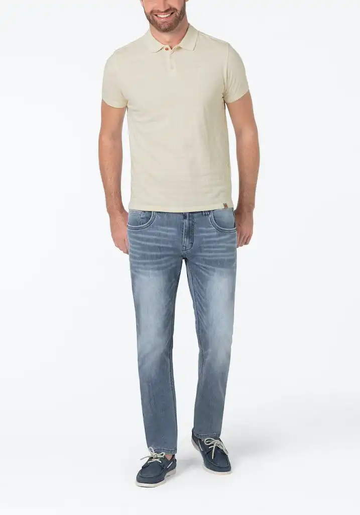 Timezone - Tonal striped polo shirt, ecru - Image 5