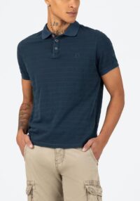 Timezone - Tonal striped polo shirt, navy