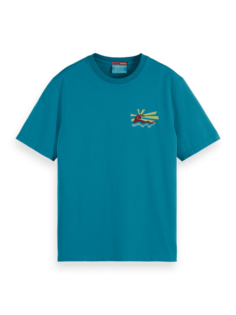Scotch & Soda 175641: Front and Back Artwork T-shirt, petrol blue