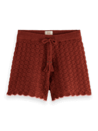 Scotch & Soda 177335 :  Pointelle knitted shorts, Terracotta
