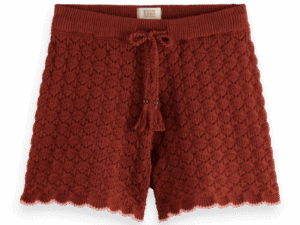 Scotch & Soda 177335 :  Pointelle knitted shorts, Terracotta