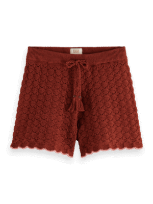 Scotch & Soda 177335 :  Pointelle knitted shorts, Terracotta