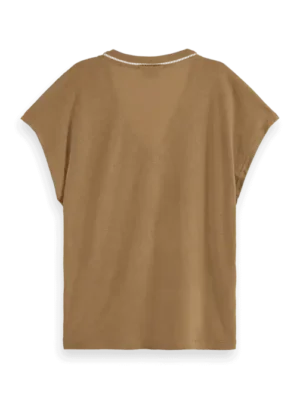 Scotch & Soda 177324 : V-neck ladder detail loose fit, light army image1
