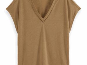 Scotch & Soda 177324 : V-neck ladder detail loose fit, light army