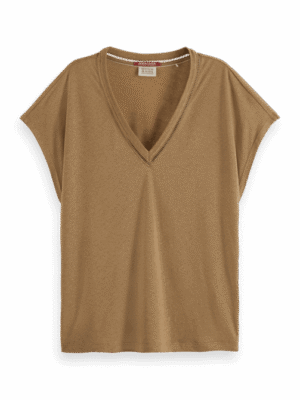 Scotch & Soda 177324 : V-neck ladder detail loose fit, light army