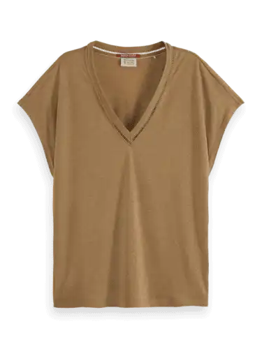 Scotch & Soda 177324 : V-neck ladder detail loose fit, light army