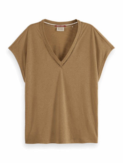 Scotch & Soda 177324 : V-neck ladder detail loose fit, light army