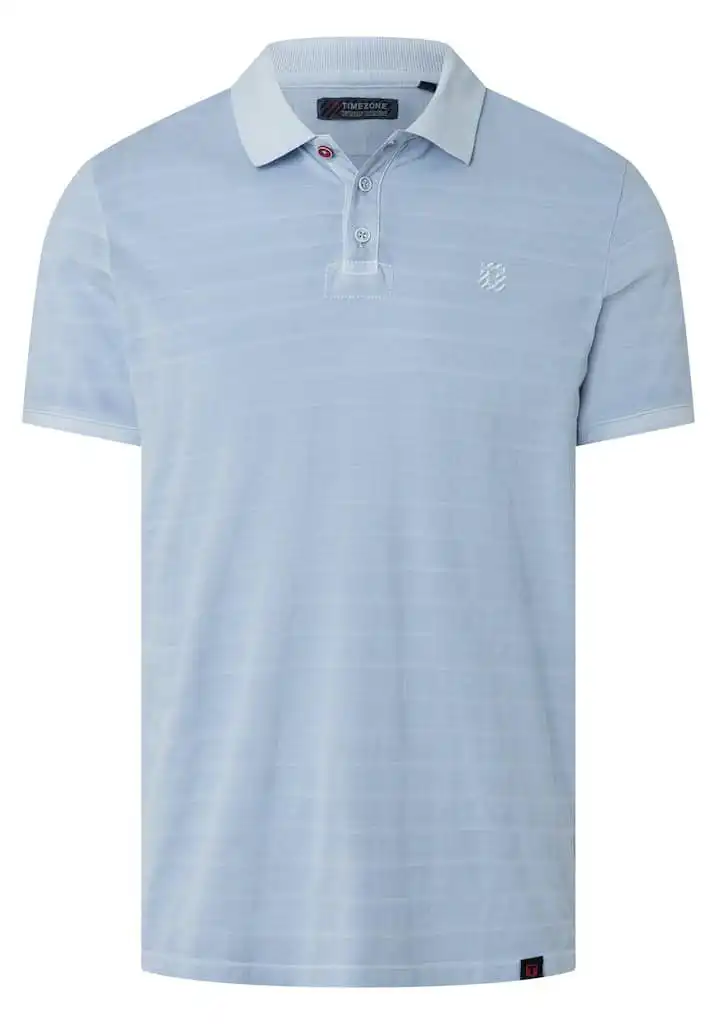 Timezone - Tonal striped polo shirt, thermal blue - Image 2