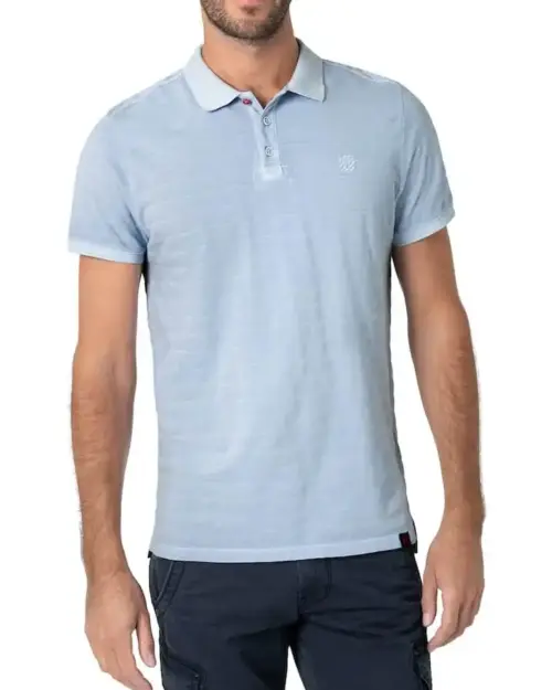 Timezone - Tonal striped polo shirt, thermal blue