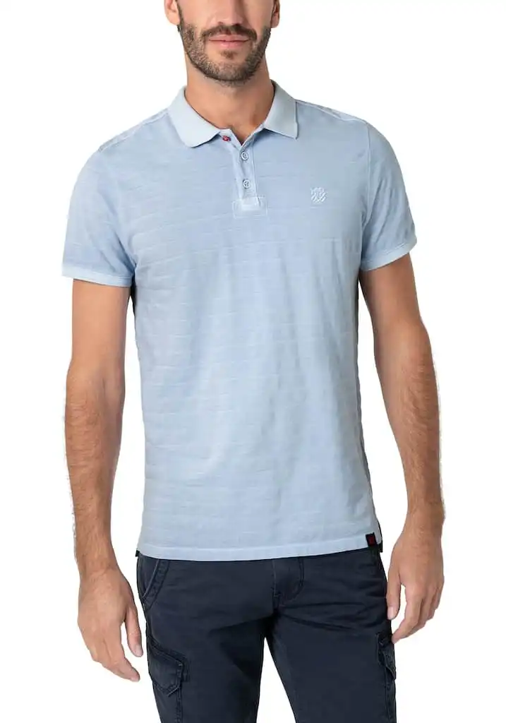 Timezone - Tonal striped polo shirt, thermal blue