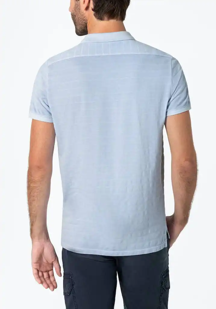 Timezone - Tonal striped polo shirt, thermal blue - Image 3