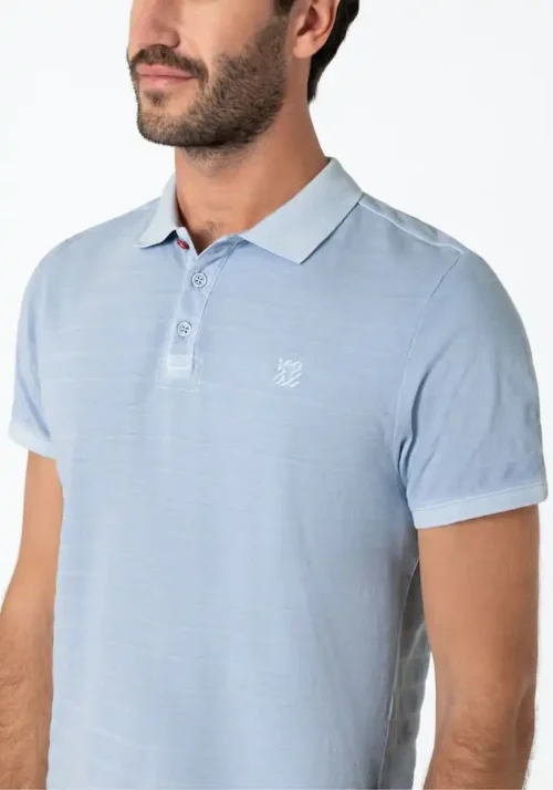 Timezone - Tonal striped polo shirt, thermal blue image3
