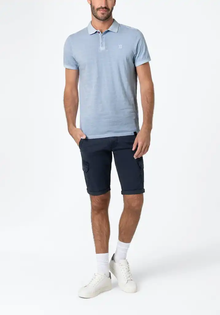 Timezone - Tonal striped polo shirt, thermal blue - Image 6