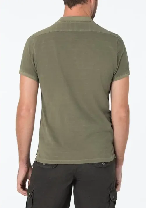 Timezone - Tonal striped polo shirt, army olive - Image 5