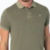 Timezone - Tonal striped polo shirt, army olive