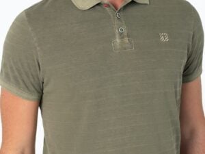 Timezone - Tonal striped polo shirt, army olive