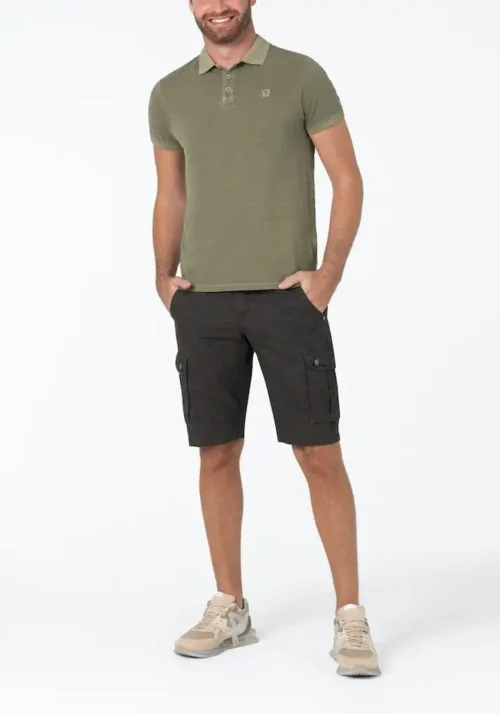Timezone - Tonal striped polo shirt, army olive - Image 6