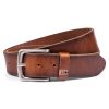 Timezone : Leather belt, cognac