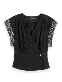 Scotch & Soda 178881: Wrap top with sequin sleeve detail, Evening black