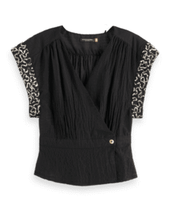 Scotch & Soda 178881: Wrap top with sequin sleeve detail, Evening black