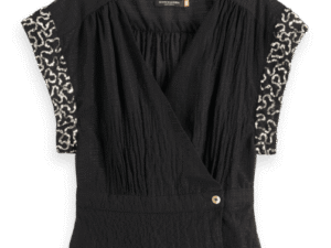 Scotch & Soda 178881: Wrap top with sequin sleeve detail, Evening black