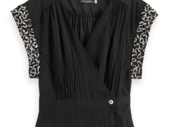 Scotch & Soda 178881: Wrap top with sequin sleeve detail, Evening black