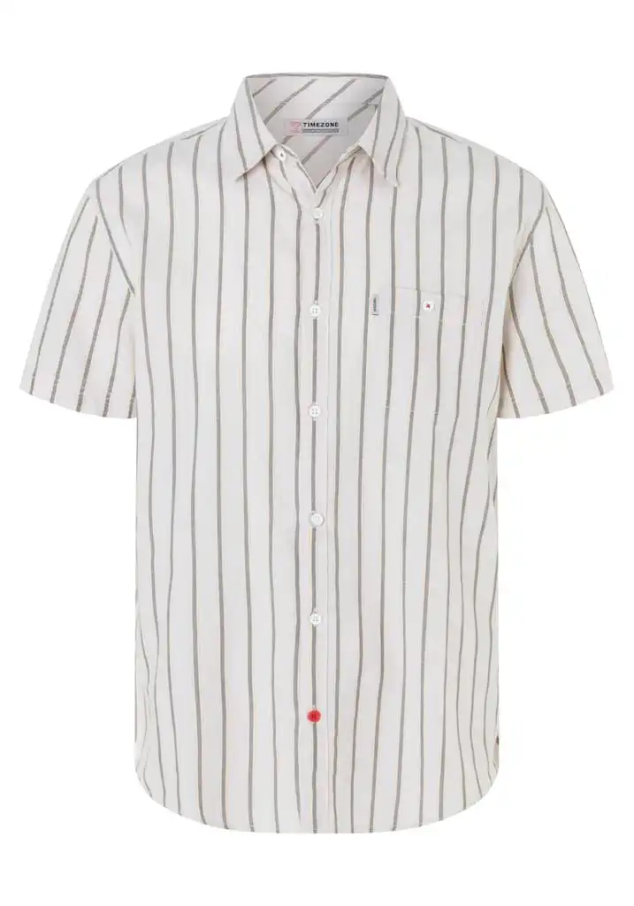 Timezone - Basic short sleeve shirt, ecru, green, yellow - Image 2